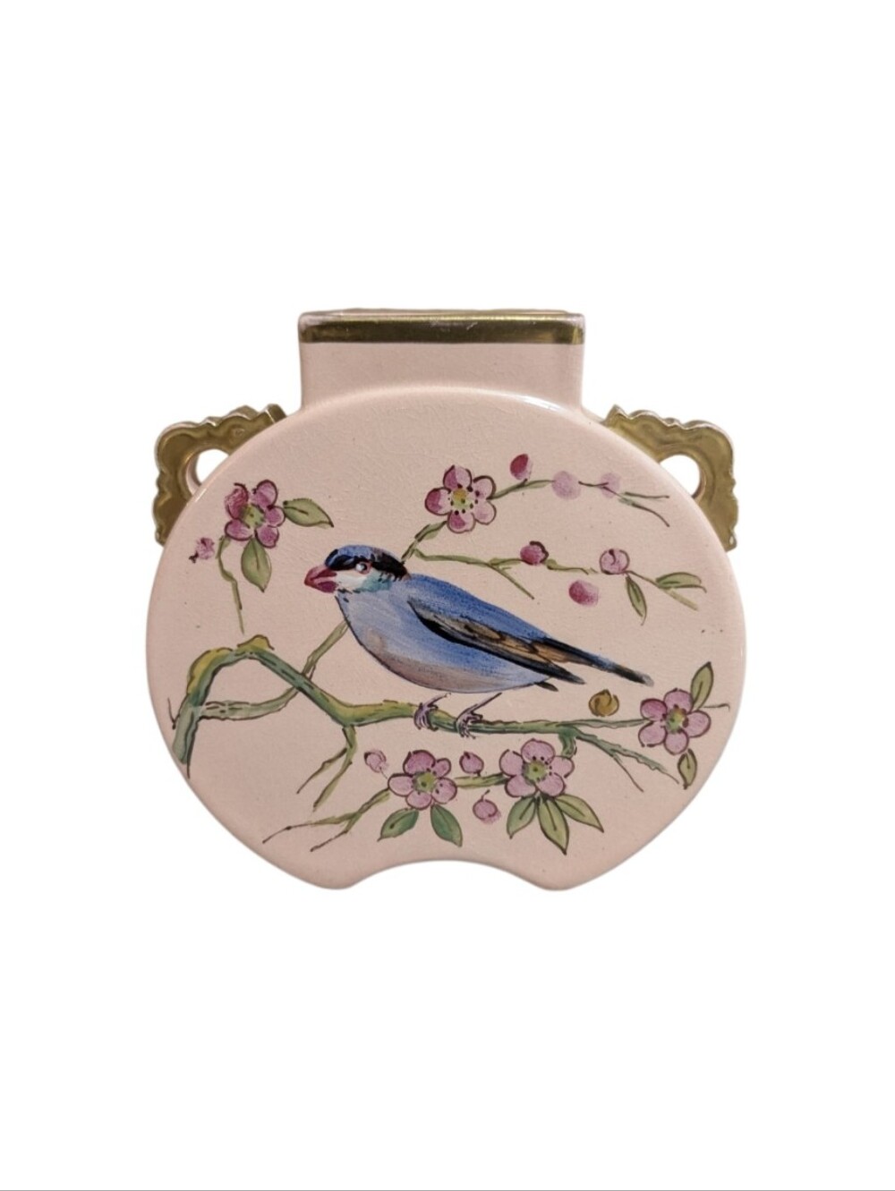 Rare Vintage/Antique Furnivals English Pink Miniature Bluebird Moon Vase